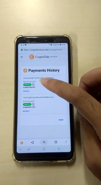 Withdraw Cryptotab Browser mobile successful.